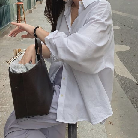 relaxed cotton long shirt /2color　NK2518