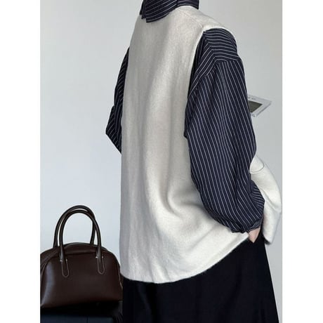 deep vneck knit vest /2color　NK2448