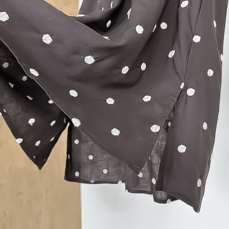 polka dot gather cap sleeve blouse　NK2391