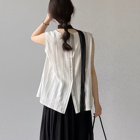 back button stripe sleeveless /3color　NK2403