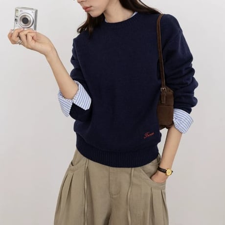 embroidered label knit pullover　NK2603