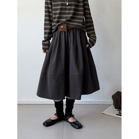 pouch belt flared skirt /3color　NK2559