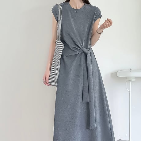 twist knot relaxed maxi dress /2color　NK2394