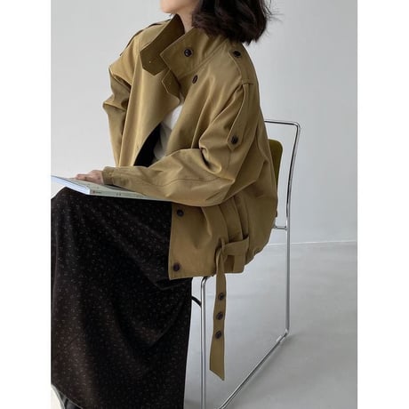 stand collar belt jacket /2color　NK2769