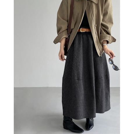 check print long skirt　NK2648