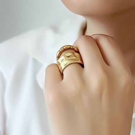 textured wide open ring /2color　NK2320