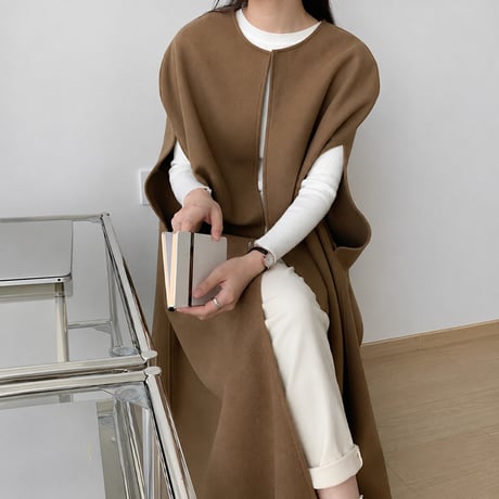 long cape gilet coat 3color/　NK2505