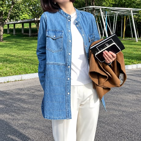 quilting switching denim shirt　NK2511
