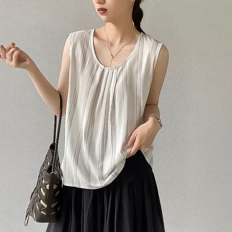 back button stripe sleeveless /3color　NK2403