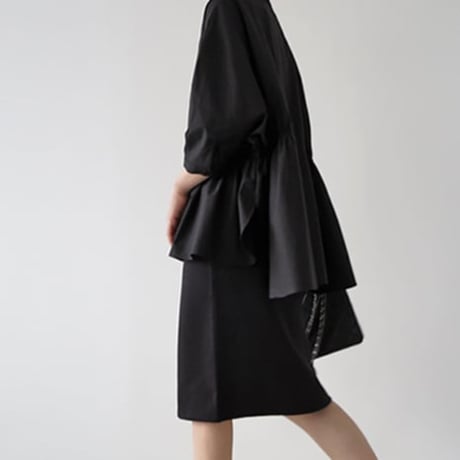 side gather band collar blouse /2color　NK2442