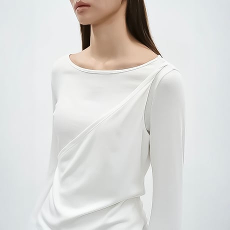 asymmetric layered long sleeve tee /2color　NK2339