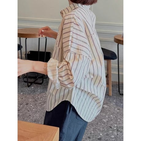 stripe shirt with back design　NK2671