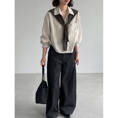 knit shawl loose shirt set /2color　NK2656