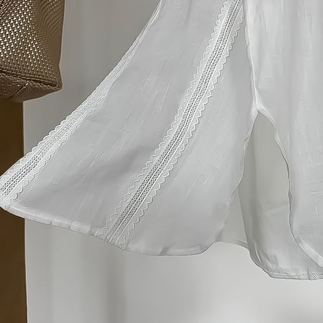 lace layered ribbon blouse　NK2395