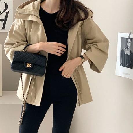 hooded jacket with drawstring waist /3color　NK2667