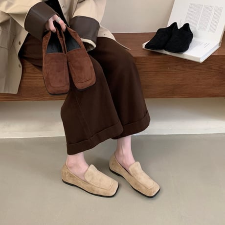 square toe suede-like flat shoes /3color　NK2702
