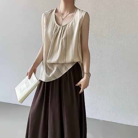 back button stripe sleeveless /3color　NK2403