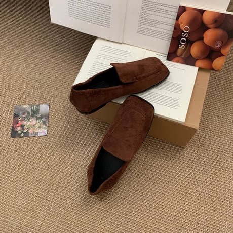 square toe suede-like flat shoes /3color　NK2702