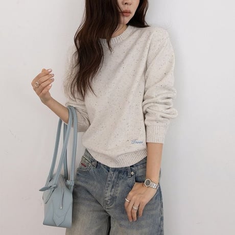 embroidered label knit pullover　NK2603