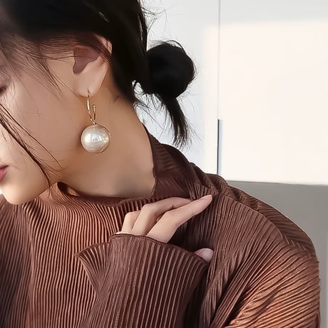 big pearl hoop earrings　NK2238