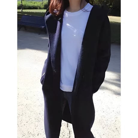 hooded long knit cardigan　NK2678
