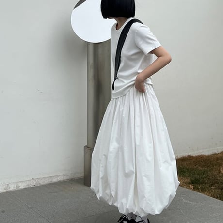 gathered high waist balloon skirt /2color　NK2697