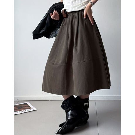 pouch belt flared skirt /3color　NK2559