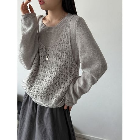 knit vest & pullover set /4color　NK2641