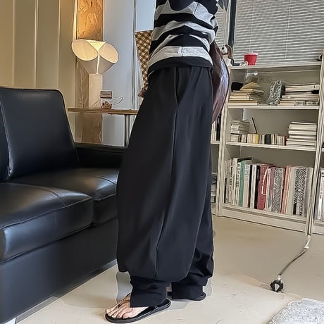 button hem easy balloon pants /2color　NK2389