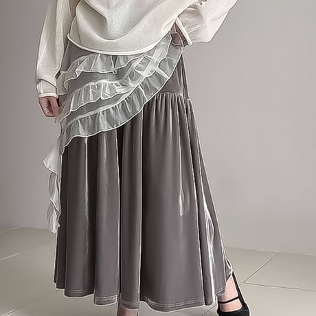 tiered ruffle sheer vest /2color　NK2290
