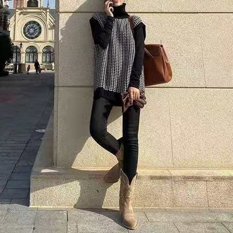 monotone high neck vest　NK2634