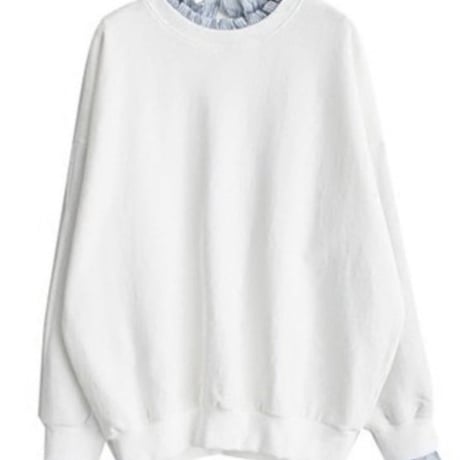sweat shirt stripe blouse docking pullover /2color　NK2694
