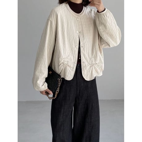crinkled no collar jacket /3color　NK2765