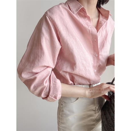 natural linen blend long shirt /2color　NK2515