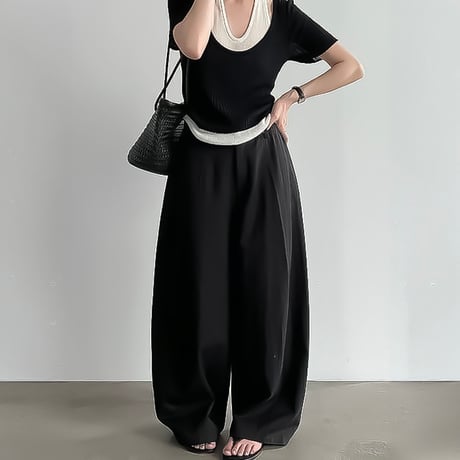 curve silhouette wide pants /3color　NK2393