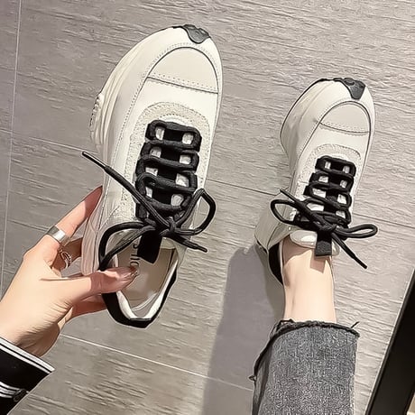 chunky sole contrast sneakers /2color　NK2218
