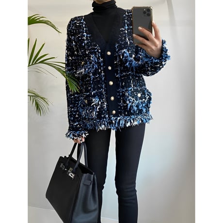 tweed knit cardigan /2color　NK2513