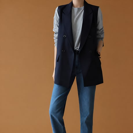 tailored long gilet /2color　NK2504