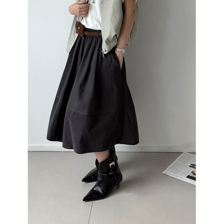 pouch belt flared skirt /3color　NK2559