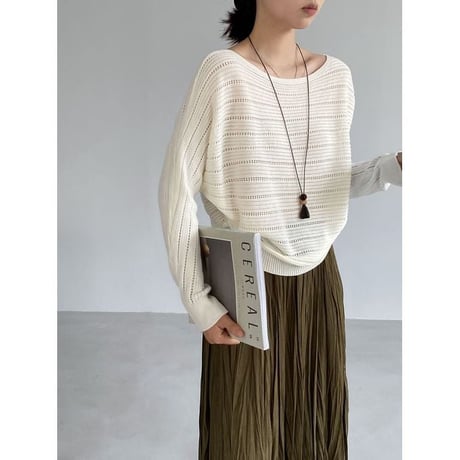 sheer knit dolman sleeve knit　NK2633