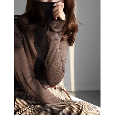 thin high neck knit top /7color　NK2681