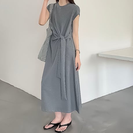 twist knot relaxed maxi dress /2color　NK2394