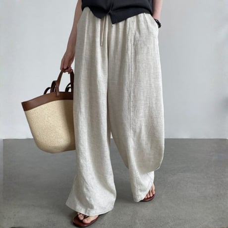 relaxed linen wide pants /5color　NK2379