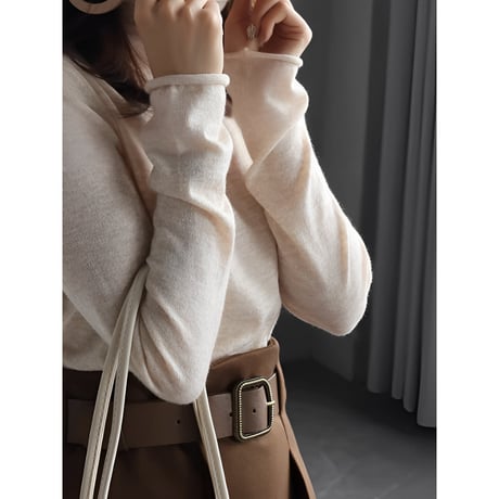 thin high neck knit top /7color　NK2681
