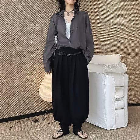 button hem easy balloon pants /2color　NK2389