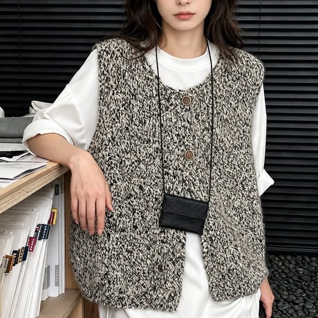 nuance color knit vest　NK2565