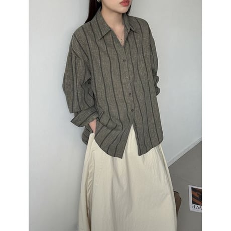 stripe relaxed loose shirt /2color　NK2655