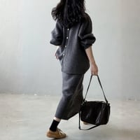 back button knit skirt set up /2color　NK2686
