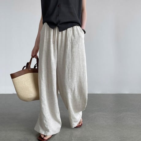 relaxed linen wide pants /5color　NK2379