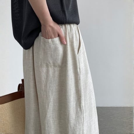 relaxed linen wide pants /5color　NK2379